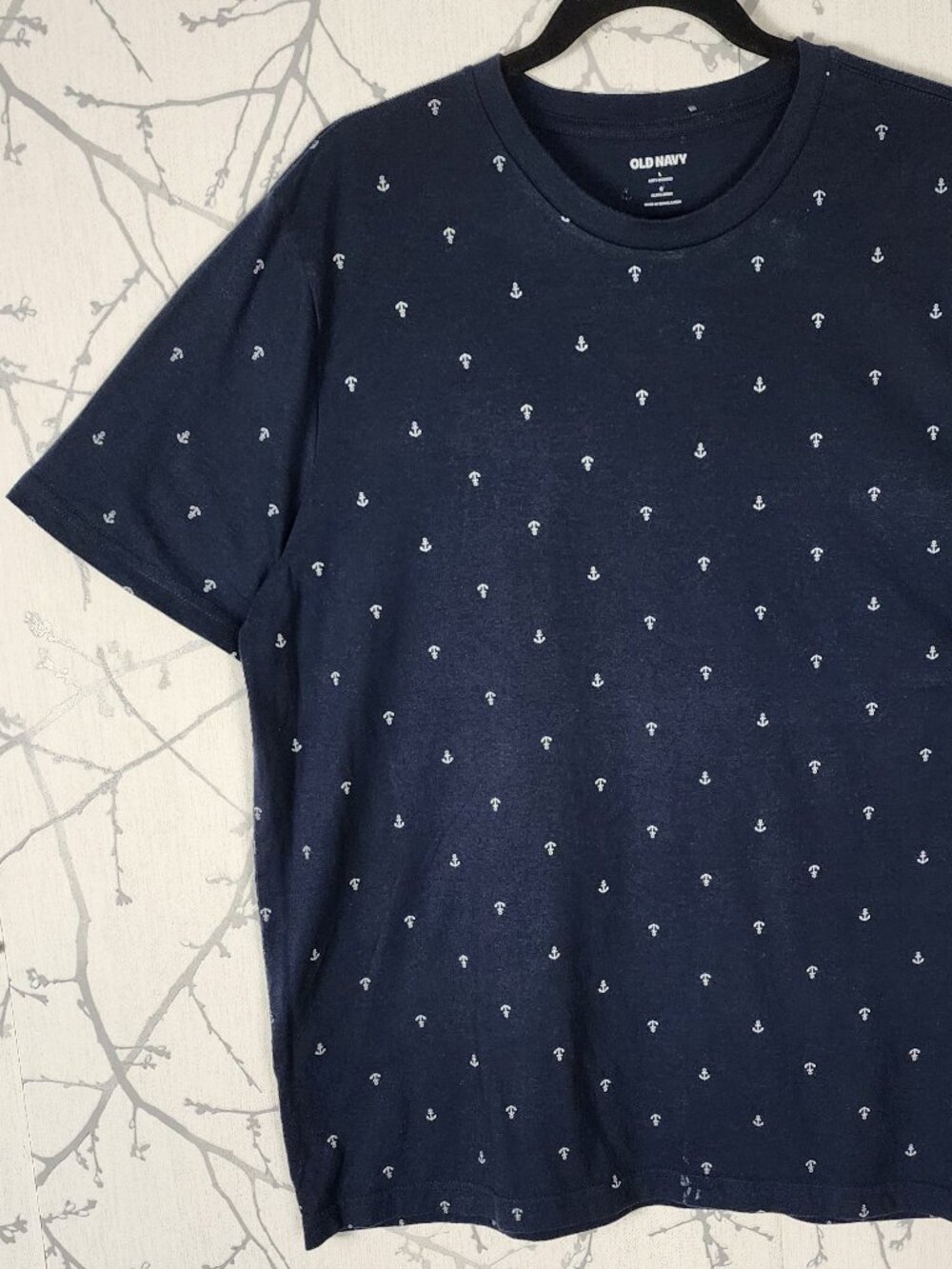 Old Navy Navy Anchors Print Soft Washed Crewneck T-Shirt